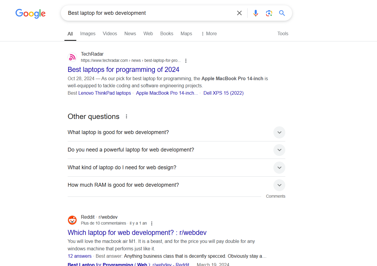 example for organic traffic