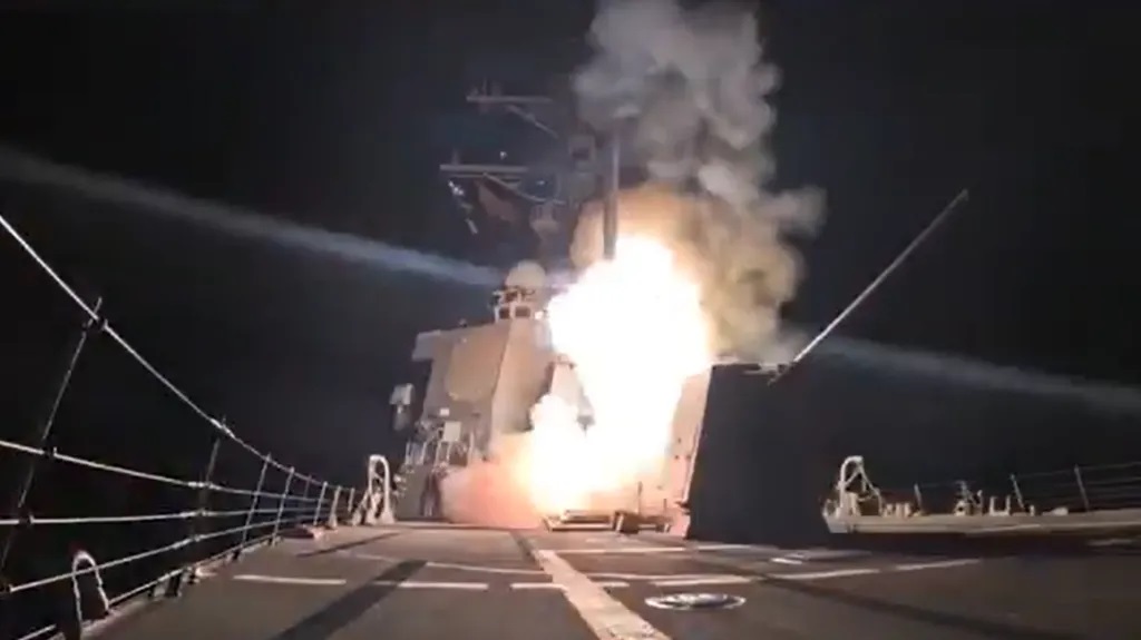 The US defence department posted a short video that appears to show a missile being launched from a military vessel