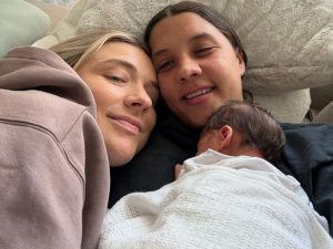 Sam Kerr says seeing wife Kristie Mewis become a mum has been the best thing ever.